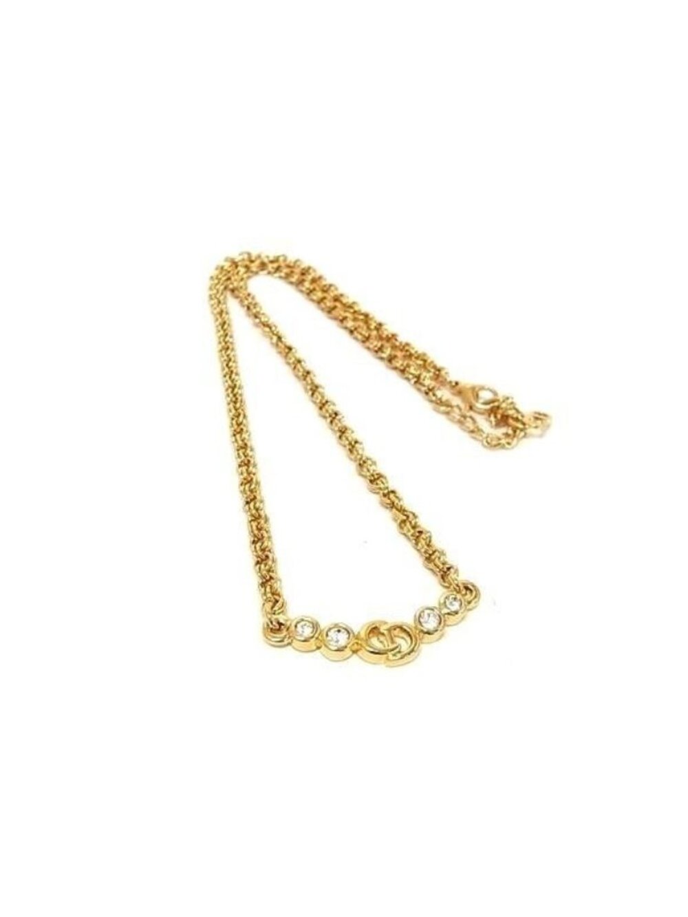 Dior Necklace Vintage Gold Metal
